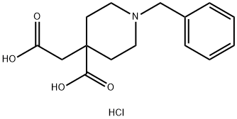 4-Piperidineacetic acid, 4-carboxy-1-(phenylMethyl)-, (Hydrochloride) (1:1) 化学構造式