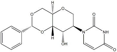 1,5-脱水-2-脱氧-2-(3,4-二氢-2,4-二氧代-1(2H)-嘧啶基)-4,6-O-[(R)-苯基亚甲基]-D-阿卓糖醇, 401906-98-7, 结构式