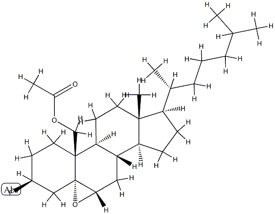 5,6α-Epoxy-3β-fluoro-5α-cholestan-19-ol acetate Struktur