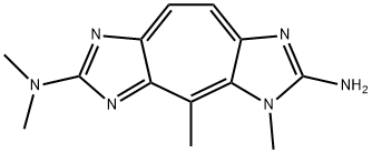 3,4-ジメチル-6-ジメチルアミノ-3H-シクロヘプタ[1,2-d:4,5-d']ジイミダゾール-2-アミン 化学構造式