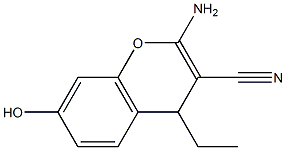 4H-1-Benzopyran-3-carbonitrile,2-amino-4-ethyl-7-hydroxy-(9CI) 结构式