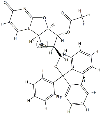 (2R)-3β-Acetoxy-2,3,3aβ,9aβ-tetrahydro-2α-[(triphenylmethoxy)methyl]-6H-furo[2',3':4,5]oxazolo[3,2-a]pyrimidin-6-one Structure