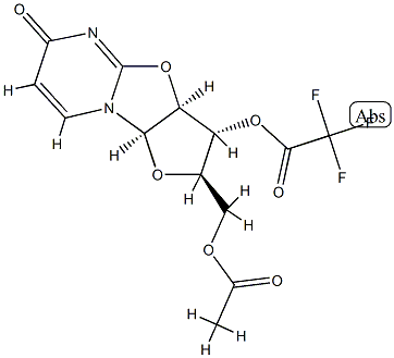 Trifluoroacetic acid (2R)-2α-(acetoxymethyl)-2,3,3aβ,9aβ-tetrahydro-6-oxo-6H-furo[2',3':4,5]oxazolo[3,2-a]pyrimidin-3β-yl ester Structure