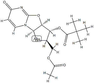 2,2-Dimethylpropionic acid (2R)-2α-(acetoxymethyl)-2,3,3aβ,9aβ-tetrahydro-6-oxo-6H-furo[2',3':4,5]oxazolo[3,2-a]pyrimidin-3β-yl ester|