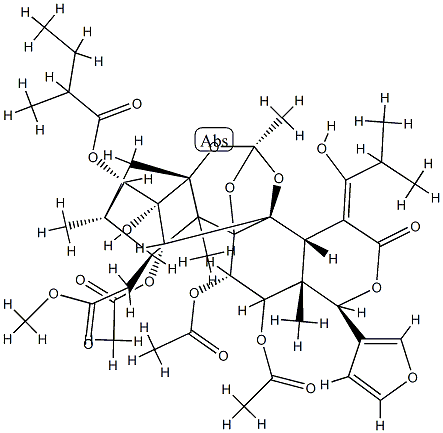 (15Z)-11α,12α-Diacetoxy-15-(1-hydroxy-2-methylpropylidene)phragmalin 30-acetate 3-(2-methylbutanoate) Struktur