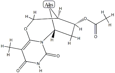 (3R)-4α-(アセチルオキシ)-3,4,5,6-テトラヒドロ-11-メチル-3β,6β-エポキシ-2H,8H-ピリミド[6,1-b][1,3]オキサゾシン-8,10(9H)-ジオン 化学構造式