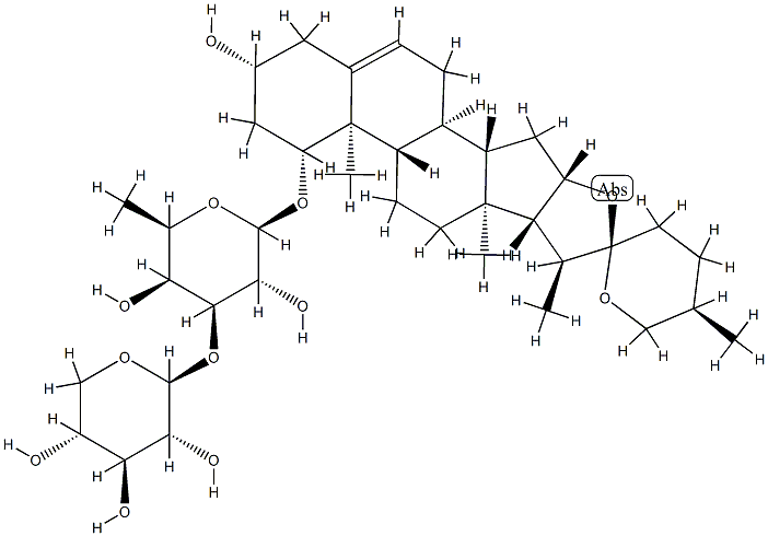 [(25R)-3β-Hydroxyspirost-5-en-1β-yl]6-deoxy-3-O-β-D-xylopyranosyl-β-D-galactopyranoside,41753-56-4,结构式