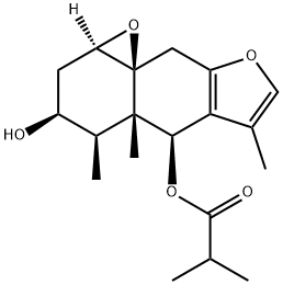 2-Methylpropionic acid [(1aR,9aS)-1a,2,4,4a,5,9-hexahydro-3α-hydroxy-4α,4aα,6-trimethyl-3H-oxireno[8,8a]naphtho[2,3-b]furan-5α-yl] ester Structure