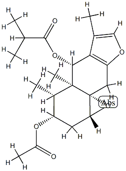 2-Methylpropionic acid [(1aR,9aS)-3α-acetoxy-1a,2,4,4a,5,9-hexahydro-4α,4aα,6-trimethyl-3H-oxireno[8,8a]naphtho[2,3-b]furan-5α-yl] ester Structure