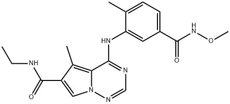 Pyrrolo[2,1-f][1,2,4]triazine-6-carboxaMide, N-ethyl-4-[[5-[(MethoxyaMino)carbonyl]-2-Methylphenyl]aMino]-5-Methyl- Struktur
