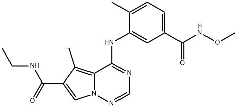 Pyrrolo[2,1-f][1,2,4]triazine-6-carboxaMide, N-ethyl-4-[[5-[(MethoxyaMino)carbonyl]-2-Methylphenyl]aMino]-5-Methyl-,427878-02-2,结构式