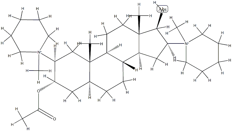 1,1'-[3α-(アセチルオキシ)-17β-ヒドロキシ-5α-アンドロスタン-2β,16β-ジイル]ビス(1-メチルピペリジニウム) 化学構造式