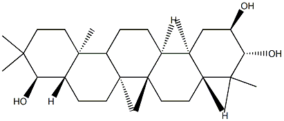 (8α,9β,13α,14β,17α,18β)-21,21-Dimethyl-29,30-dinorgammacerane-2α,3β,22α-triol,43206-43-5,结构式