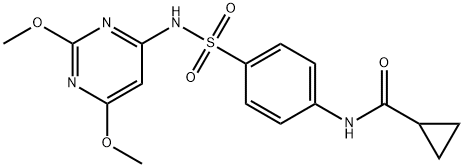 N-(4-{[(2,6-dimethoxy-4-pyrimidinyl)amino]sulfonyl}phenyl)cyclopropanecarboxamide 结构式
