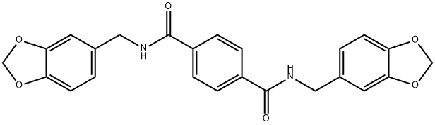 1-N,4-N-bis(1,3-benzodioxol-5-ylmethyl)benzene-1,4-dicarboxamide 化学構造式