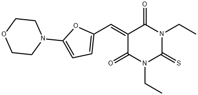 1,3-diethyl-5-{[5-(4-morpholinyl)-2-furyl]methylene}-2-thioxodihydro-4,6(1H,5H)-pyrimidinedione,443647-63-0,结构式