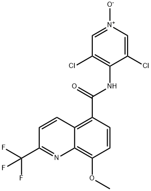3,5-ジクロロ-4-[8-メトキシ-2-(トリフルオロメチル)キノリン-5-アミド]ピリジン-1-イウム-1-オラート 化学構造式