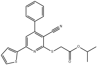 1-methylethyl [(3-cyano-4-phenyl-6-thien-2-ylpyridin-2-yl)sulfanyl]acetate 化学構造式