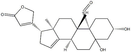 3β,5-ジヒドロキシ-19-オキソカルダ-14,20(22)-ジエノリド 化学構造式
