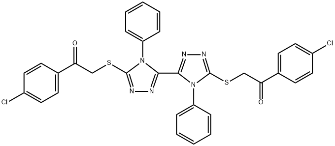 2,2-((4,4-diphenyl-4H,4H-[3,3-bi(1,2,4-triazole)]-5,5-diyl)bis(sulfanediyl))bis(1-(4-chlorophenyl)ethan-1-one) 结构式