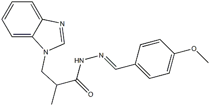 (E)-3-(1H-benzo[d]imidazol-1-yl)-N-(4-methoxybenzylidene)-2-methylpropanehydrazide 化学構造式