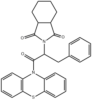 2-[1-benzyl-2-oxo-2-(10H-phenothiazin-10-yl)ethyl]hexahydro-1H-isoindole-1,3(2H)-dione 结构式