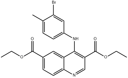 diethyl 4-(3-bromo-4-methylanilino)quinoline-3,6-dicarboxylate 化学構造式