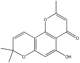 5-Hydroxy-2,8,8-trimethyl-4H,8H-benzo[1,2-b:3,4-b']dipyran-4-one,4670-29-5,结构式