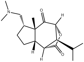 (1R,8aα,9S)-6β-[(Dimethylamino)methyl]-1,5a,6,7,8,8a-hexahydro-5aα-methyl-9-isopropyl-1,4α-methano-2H-cyclopent[d]oxepine-2,5(4H)-dione Struktur