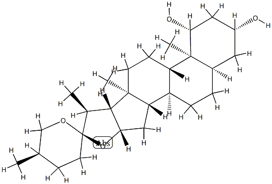 (25R)-5β-スピロスタン-1β,3β-ジオール 化学構造式