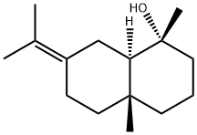 (1R,4aβ,8aα)-デカヒドロ-1,4a-ジメチル-7-(1-メチルエチリデン)ナフタレン-1α-オール 化学構造式