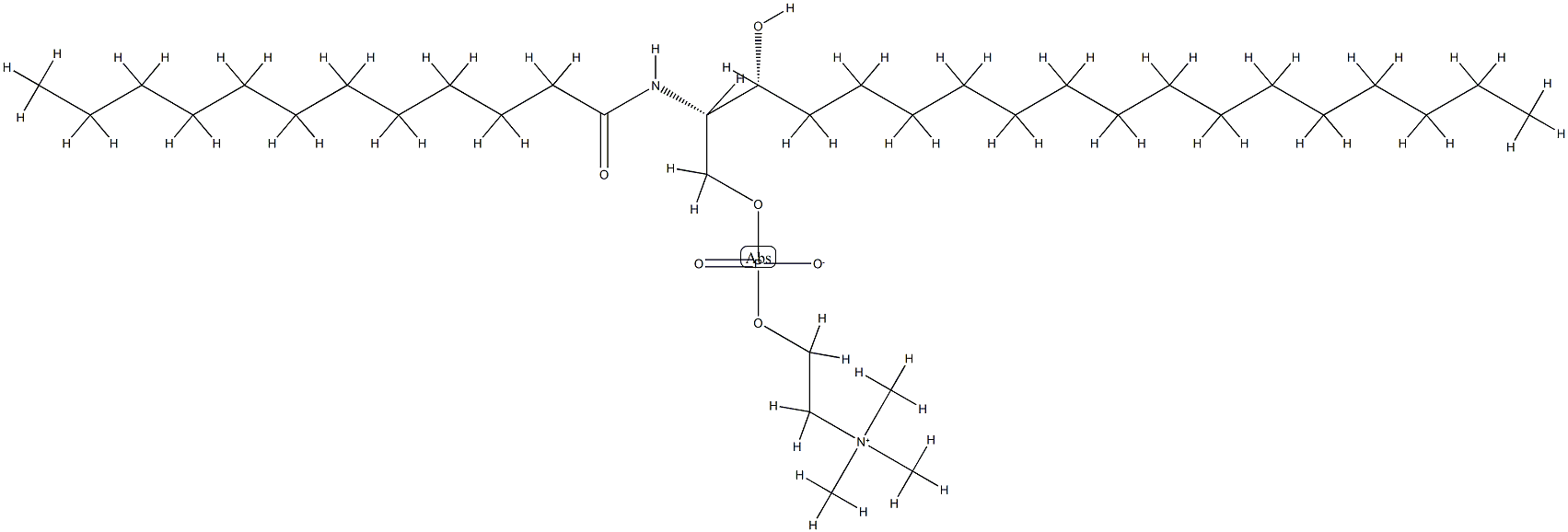 N-LAUROYL-D-ERYTHRO-SPHINGANYLPHOSPHORYLCHOLINE;12:0 DIHYDRO SM (D18:0/12:0) 结构式