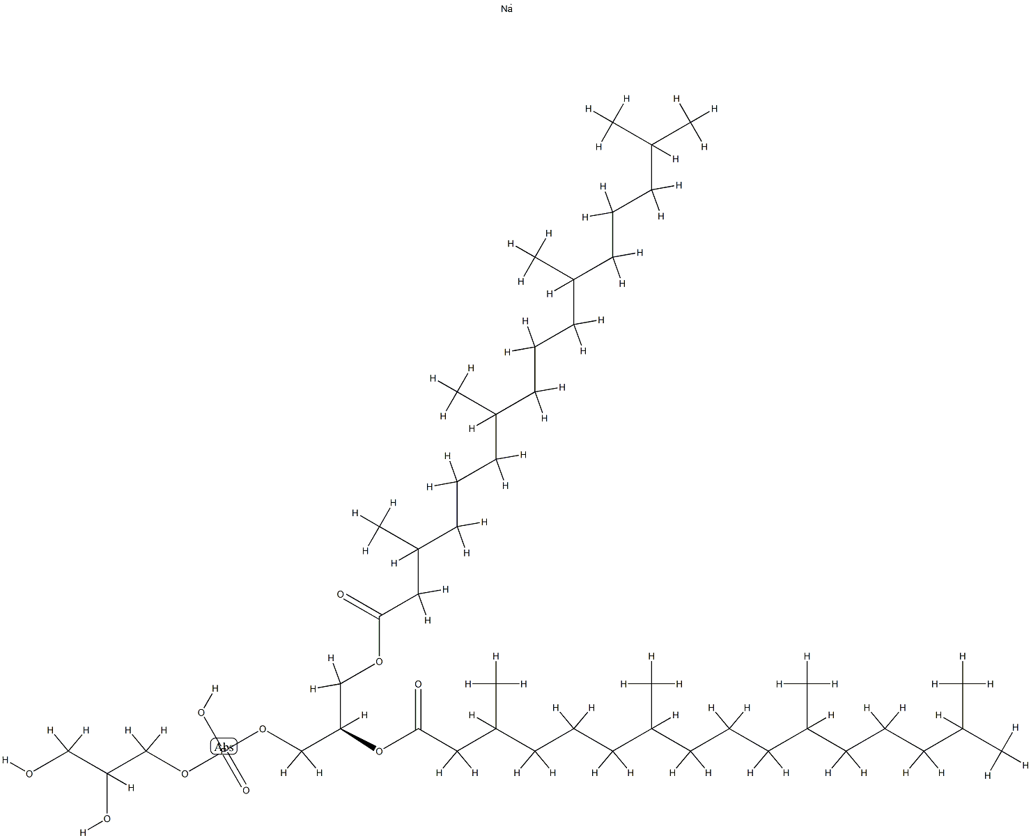 1,2-DIPHYTANOYL-SN-GLYCERO-3-PHOSPHO-(1'-RAC-GLYCEROL) (SODIUM SALT);4ME 16:0 PG 结构式