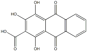 9,10-ジヒドロ-1,3,4-トリヒドロキシ-9,10-ジオキソ-2-アントラセンカルボン酸 化学構造式