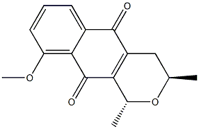 (1R)-1β,3α-ジメチル-9-メトキシ-3,4,5,10-テトラヒドロ-1H-ナフト[2,3-c]ピラン-5,10-ジオン 化学構造式