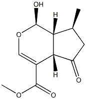 (1R)-1,4aα,5,6,7,7aα-ヘキサヒドロ-1-ヒドロキシ-7α-メチル-5-オキソシクロペンタ[c]ピラン-4-カルボン酸メチル 化学構造式