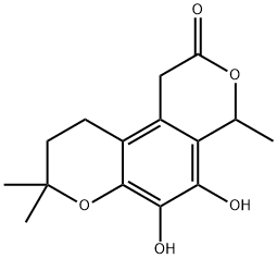 1,8,9,10-Tetrahydro-5,6-dihydroxy-4,8,8-trimethyl-2H,4H-benzo[1,2-b:4,3-c']dipyran-2-one Structure