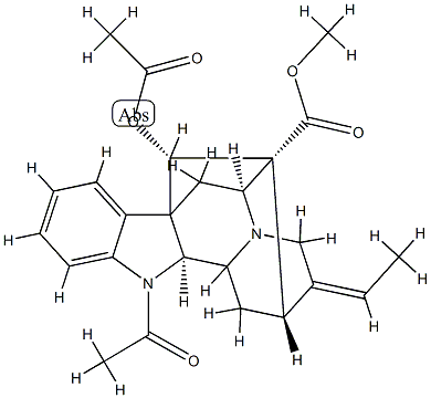 (2α,17S,19E)-1-Acetyl-19,20-didehydro-1-demethyl-17-(acetyloxy)ajmalan-16-carboxylic acid methyl ester Structure