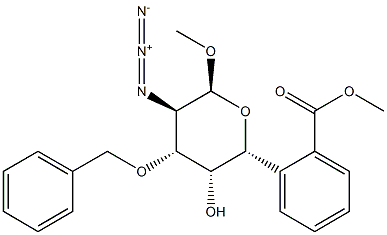 Methyl2-azido-2-deoxy-3-O-(phenylmethyl)-alpha-D-glucopyranoside6-benzoate 化学構造式