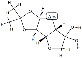 alpha-D-xylo-Hexofuranos-5-ulose, 3,6-anhydro-1,2-O-(1-methylethylidene)-, 5-hydrate (9CI) Struktur