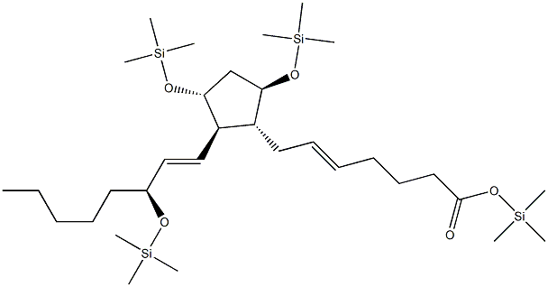 (5Z,9β,11α,13E,15S)-9,11,15-Tris[(trimethylsilyl)oxy]prosta-5,13-dien-1-oic acid trimethylsilyl ester Struktur