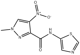 1H-Pyrazole-3-carboxamide,1-methyl-4-nitro-N-5-thiazolyl-(9CI) 化学構造式