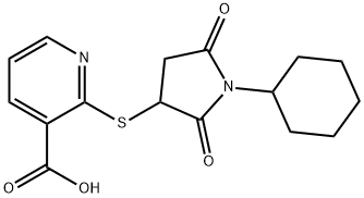 2-[(1-cyclohexyl-2,5-dioxo-3-pyrrolidinyl)sulfanyl]nicotinic acid Struktur