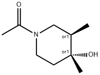 4-Piperidinol, 1-acetyl-3,4-dimethyl-, (3R,4R)-rel- (9CI) 化学構造式