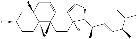 (22E)-5α-エルゴスタ-7,14,22-トリエン-3β-オール 化学構造式