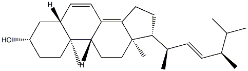 (22E,24R)-24-メチル-5α-コレスタ-6,8(14),22-トリエン-3β-オール 化学構造式