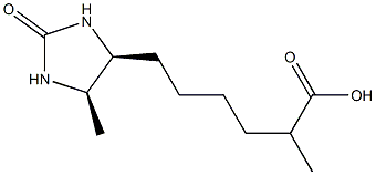 (4S)-α,5β-ジメチル-2-オキソ-4β-イミダゾリジンヘキサン酸 化学構造式