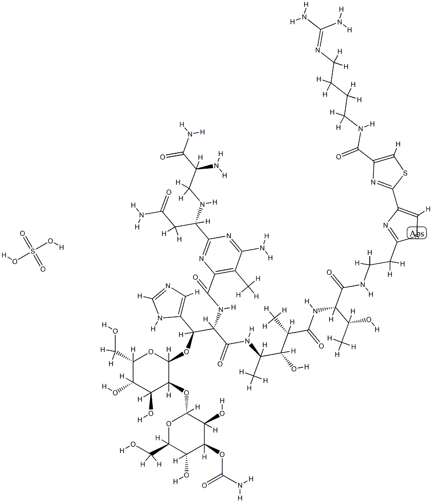 Bleomycinamide, N1-[4-[(aminoiminomethyl)amino]butyl]-, sulfate (1:1) (salt) ,51773-86-5,结构式