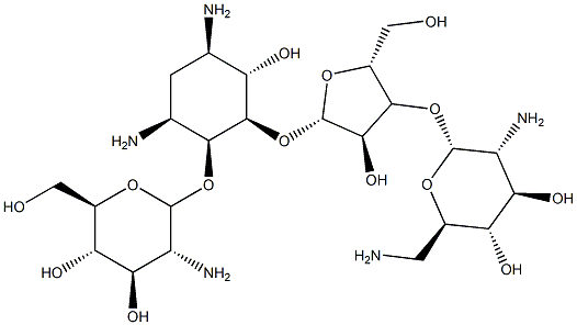 4-O-(2-Amino-2-deoxy-α-D-glucopyranosyl)-5-O-[3-O-(2,6-diamino-2,6-dideoxy-α-D-glucopyranosyl)-β-D-ribofuranosyl]-2-deoxy-D-streptamine Structure