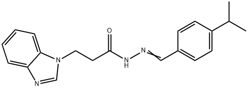(E)-3-(1H-benzo[d]imidazol-1-yl)-N-(4-isopropylbenzylidene)propanehydrazide 化学構造式